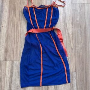 Fashion nova Blue and Orange mesh Women's Dress